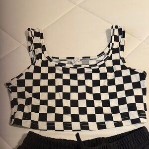 Black and White Checkered Crop Top